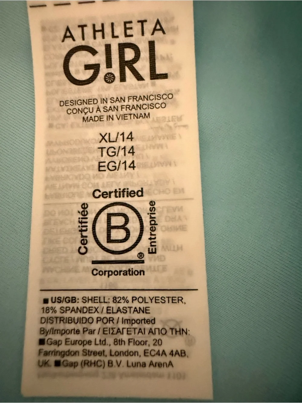 NWT Athleta Light Blue and Lime Girls Two-Piece Swim Set, Size XL/14